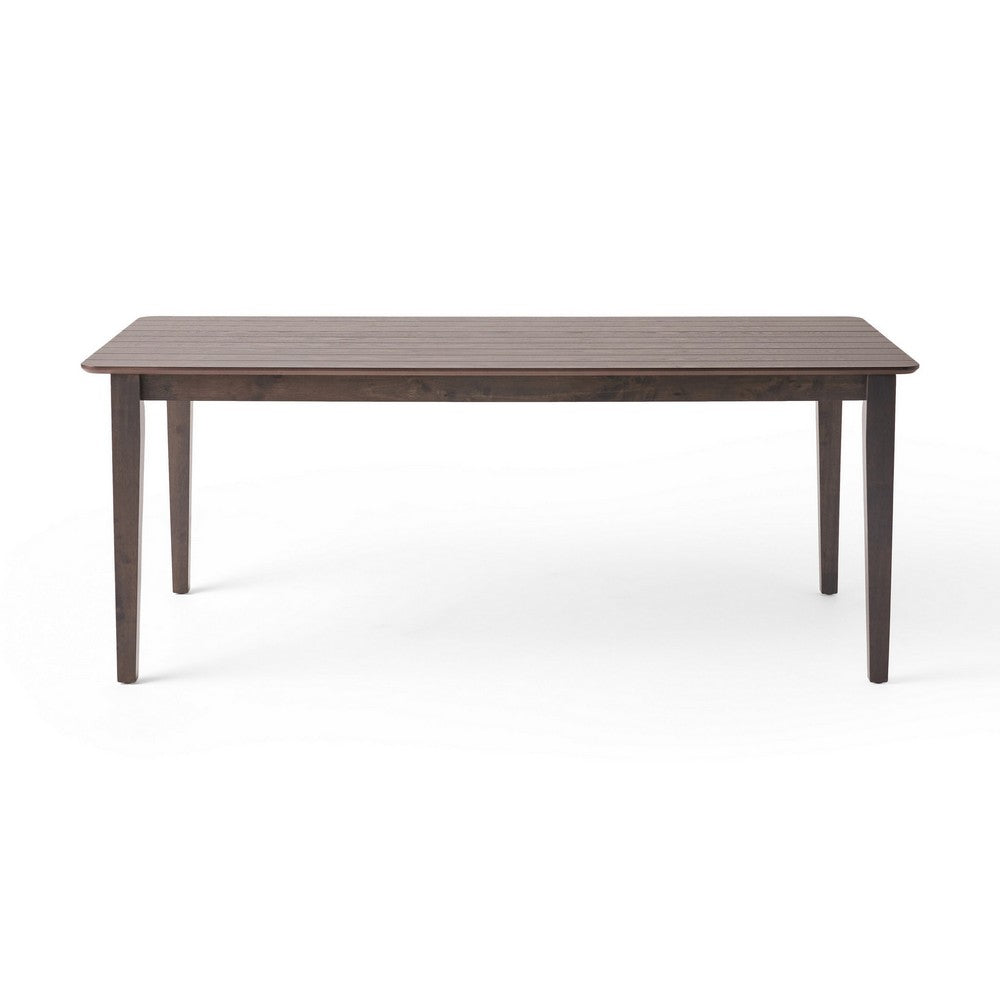 Dining Table | 76" Rectangular | Curved Corners | Brown Rubberwood