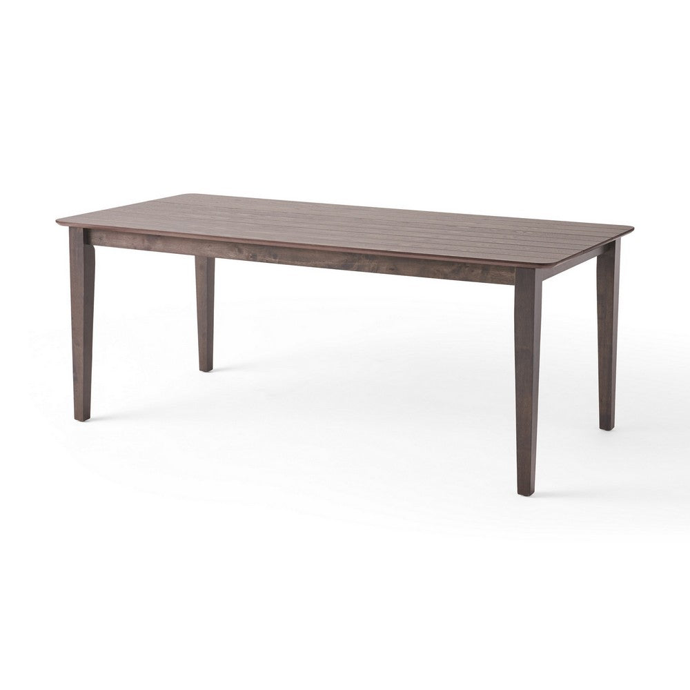 Dining Table | 76" Rectangular | Curved Corners | Brown Rubberwood