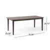 Dining Table | 76" Rectangular | Curved Corners | Brown Rubberwood