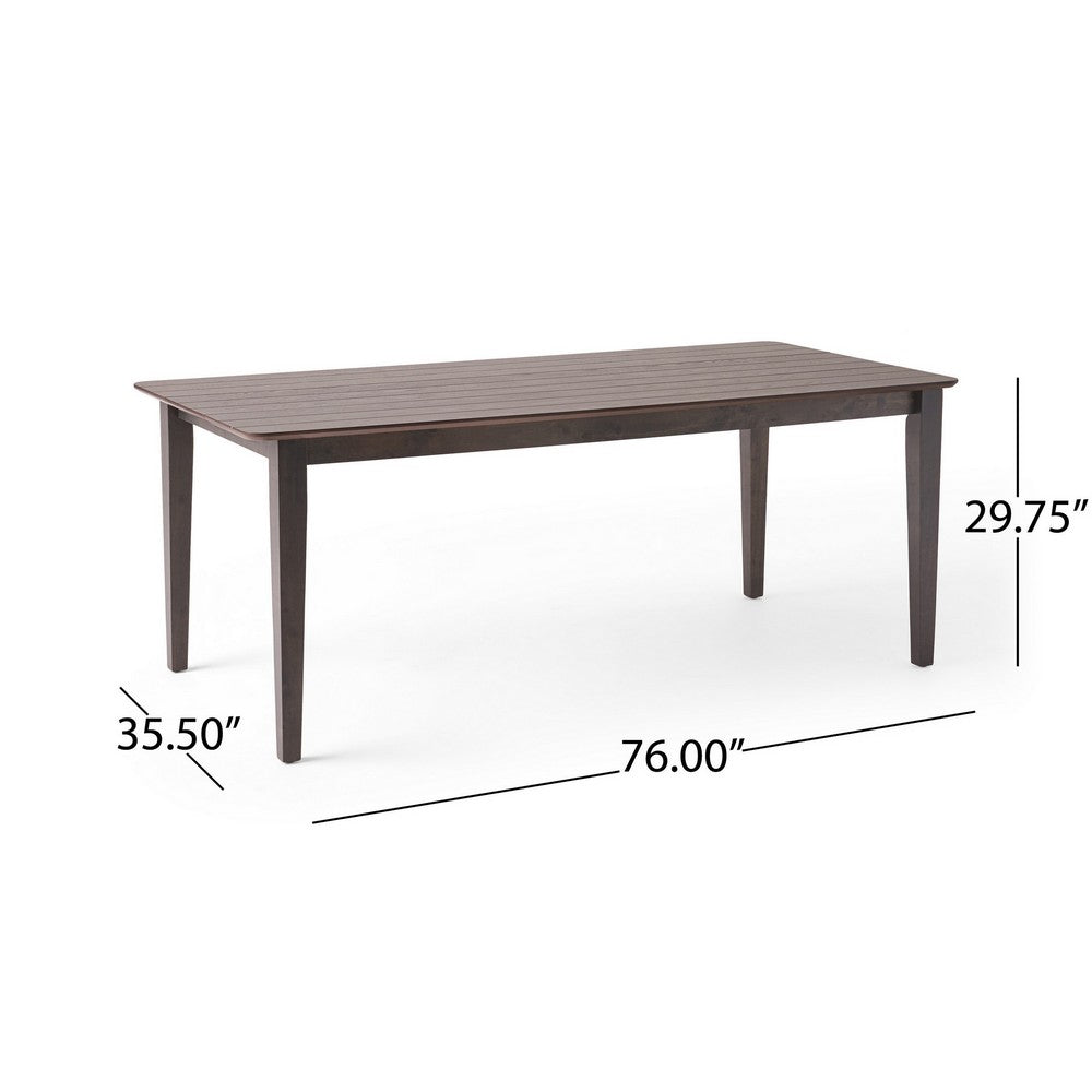 Dining Table | 76" Rectangular | Curved Corners | Brown Rubberwood