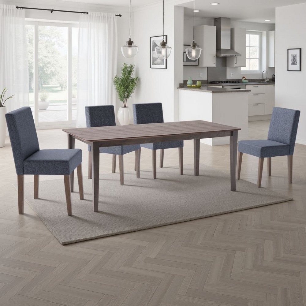 Dining Table | 76" Rectangular | Curved Corners | Brown Rubberwood