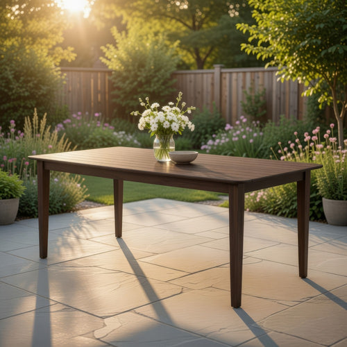 Dining Table | 76" Rectangular | Curved Corners | Brown Rubberwood