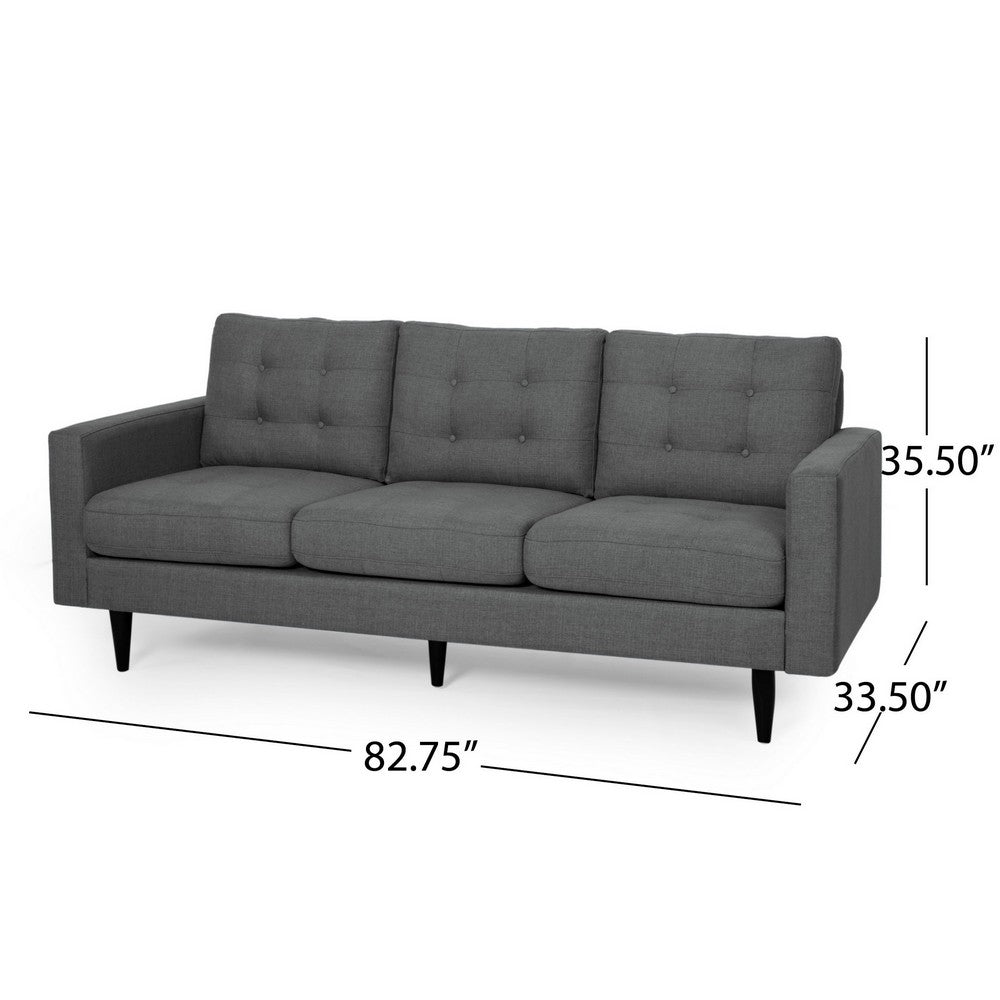 Apex Sofa | 3 Seater | 83" | Classic Button Tufted | Dark Gray Fabric