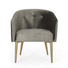 Dining Armchair Round Button Tufted Backrest Gray Velvet Gold Legs BM327043
