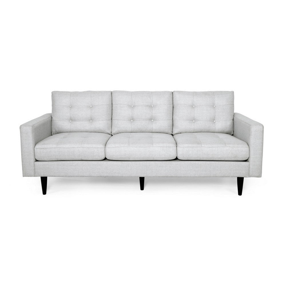 Apex Sofa 3 Seater 83 Inch Modern Button Tufted Light Gray Fabric BM327044