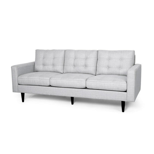 Apex Sofa, 3 Seater, 83 Inch, Modern Button Tufted, Light Gray Fabric