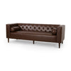 Biya Sofa | 3 Seater | 90" | Tufted Dark Brown Faux Leather | 2 Pillow