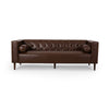 Biya Sofa | 3 Seater | 90" | Tufted Dark Brown Faux Leather | 2 Pillow