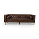 Biya Sofa | 3 Seater | 90" | Tufted Dark Brown Faux Leather | 2 Pillow