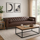 Biya Sofa | 3 Seater | 90" | Tufted Dark Brown Faux Leather | 2 Pillow