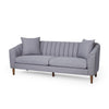 Troc Sofa | Retro Channel Stitching | 85" Solid Wood | Light Gray