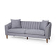 Troc Sofa | Retro Channel Stitching | 85" Solid Wood | Light Gray