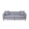 Troc Sofa | Retro Channel Stitching | 85" Solid Wood | Light Gray