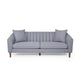 Troc Sofa | Retro Channel Stitching | 85" Solid Wood | Light Gray