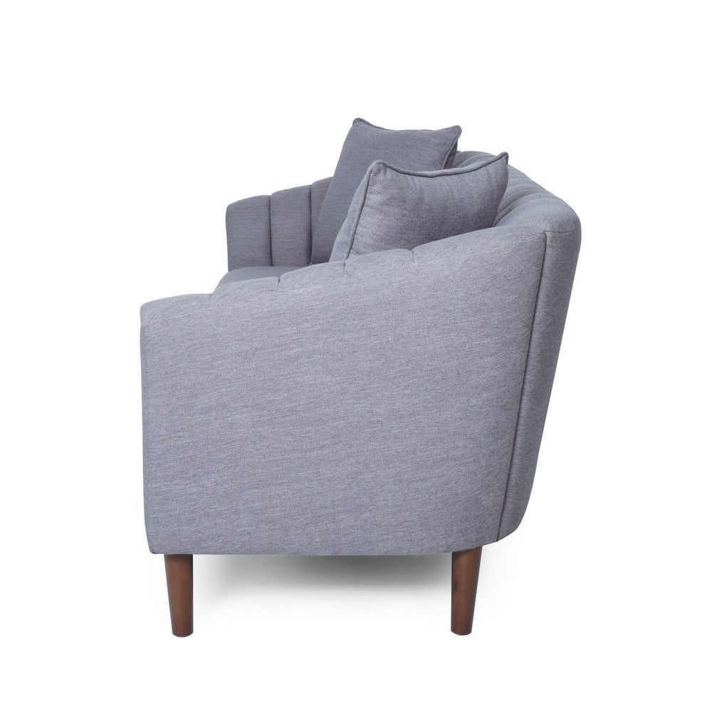 Troc Sofa | Retro Channel Stitching | 85" Solid Wood | Light Gray