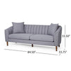 Troc Sofa | Retro Channel Stitching | 85" Solid Wood | Light Gray
