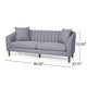 Troc Sofa | Retro Channel Stitching | 85" Solid Wood | Light Gray