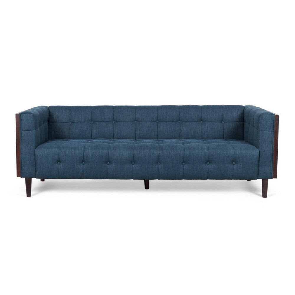 Yuro Sofa | 3 Seater | Chesterfield Button Tufted | 90" | Blue Fabric