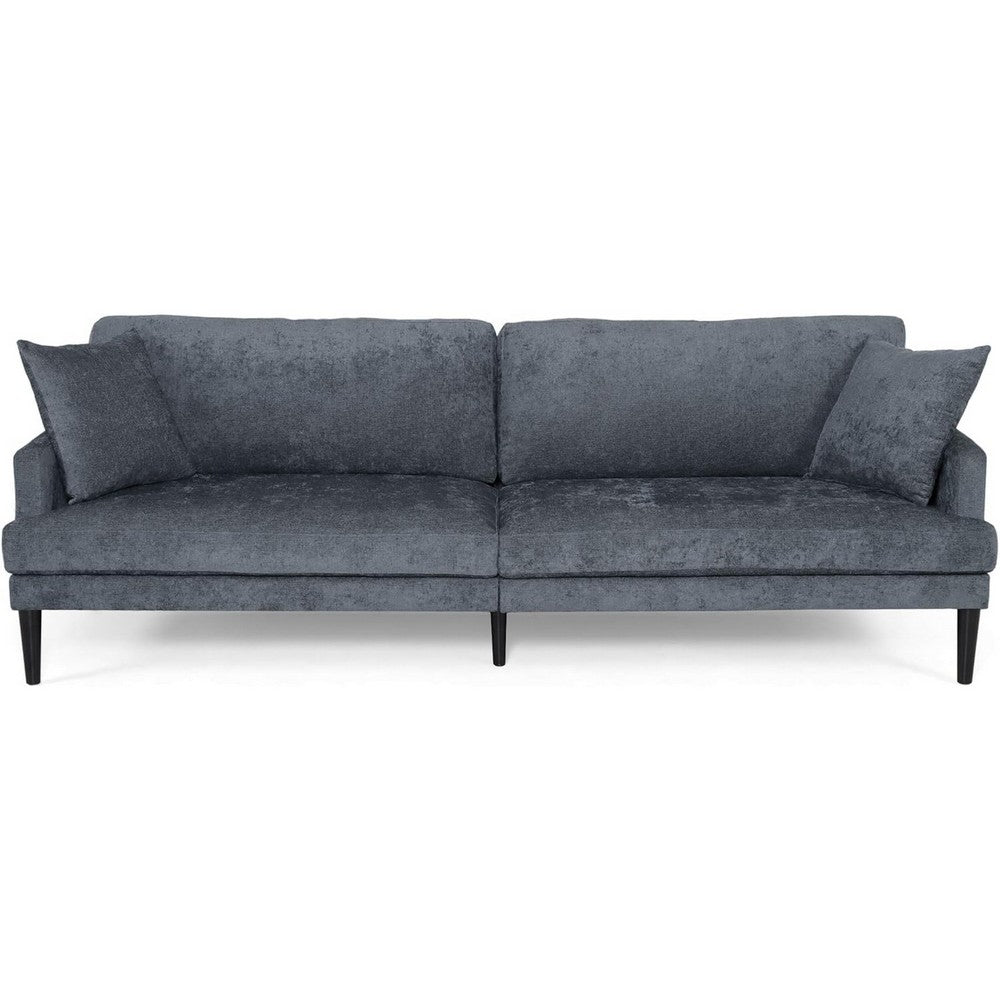 Foli Sofa | Tapered Legs | 96" | Plush Bench Seats | Dark Blue Fabric