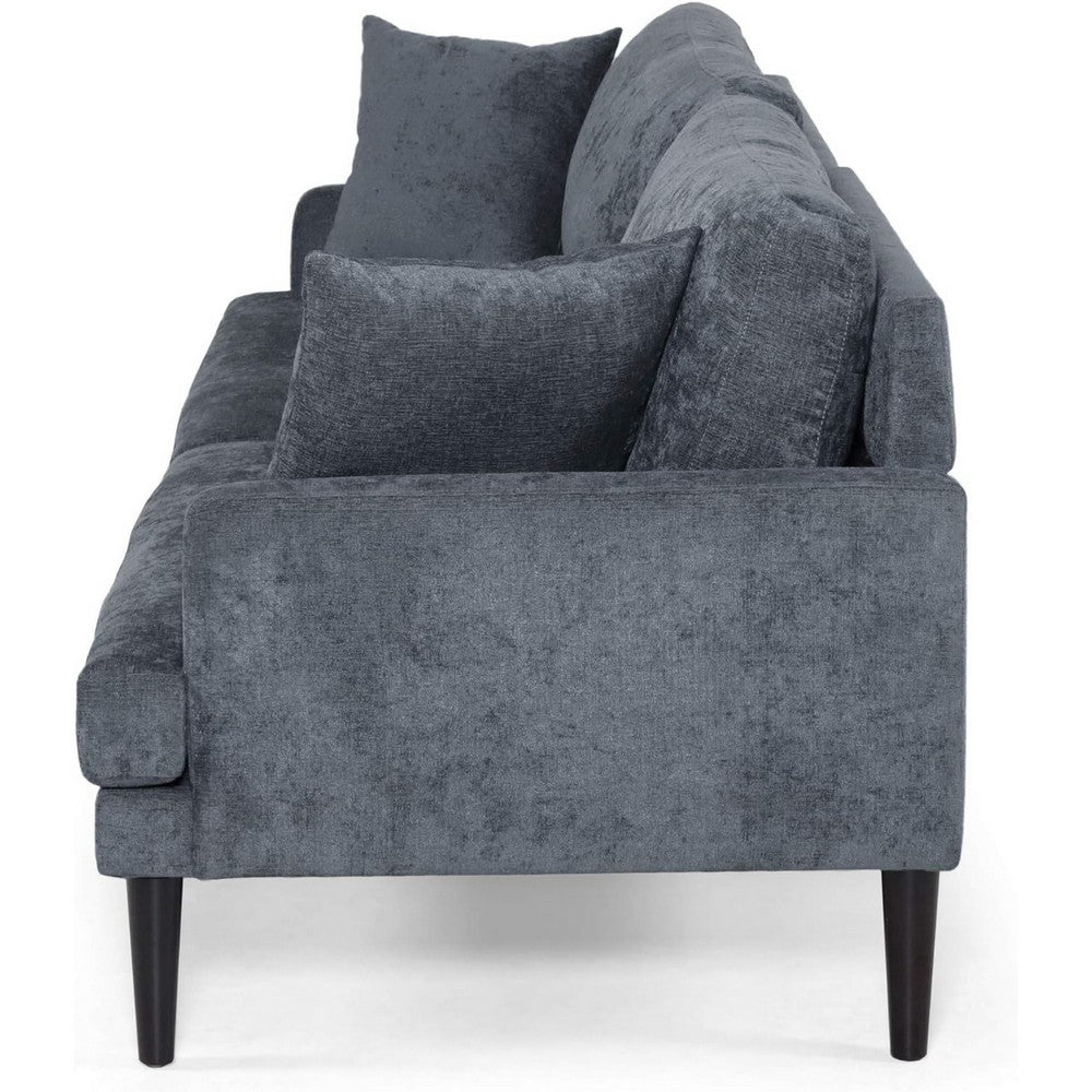 Foli Sofa | Tapered Legs | 96" | Plush Bench Seats | Dark Blue Fabric