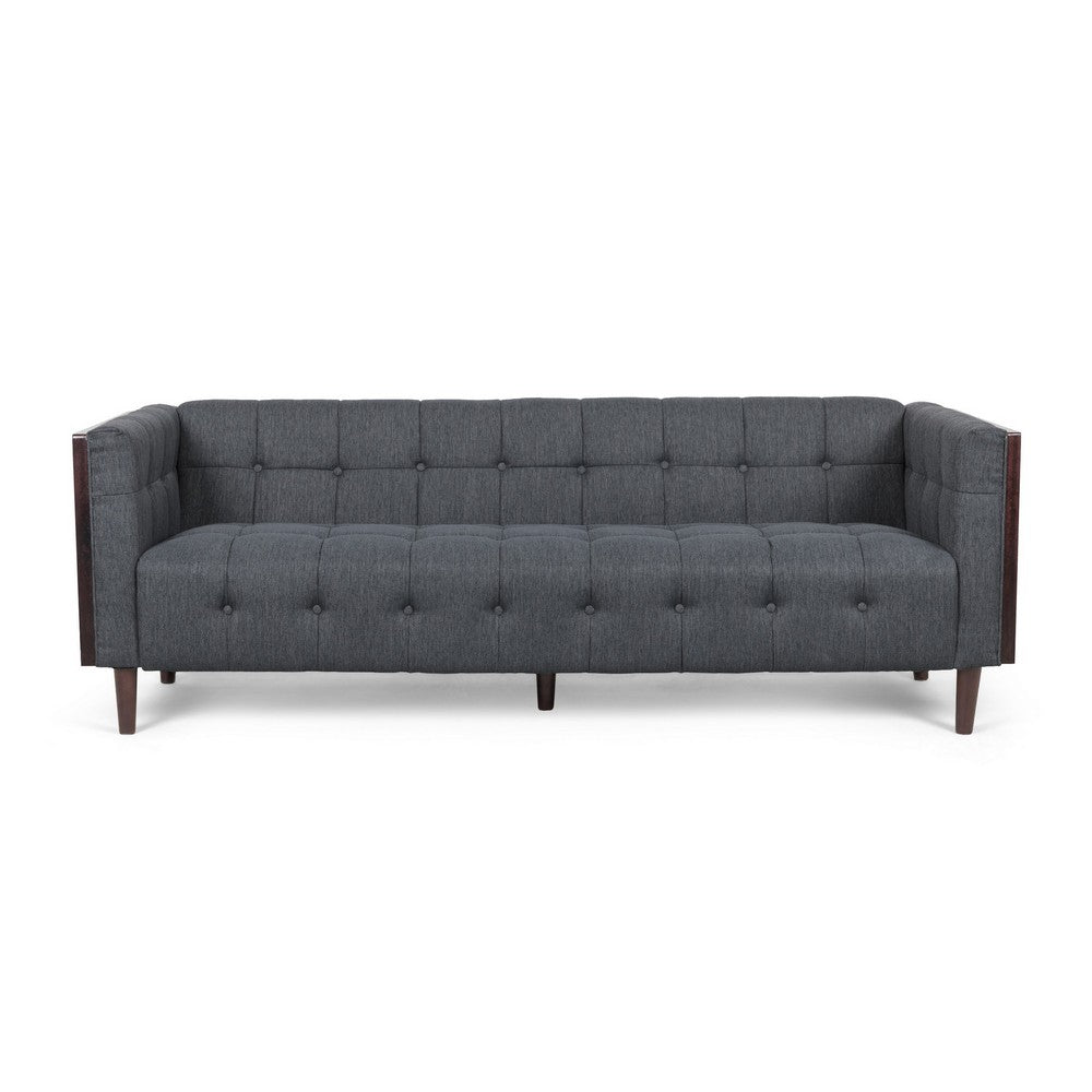 Yuro Sofa | 3 Seater | Chesterfield Button Tufted | 90" | Gray Fabric