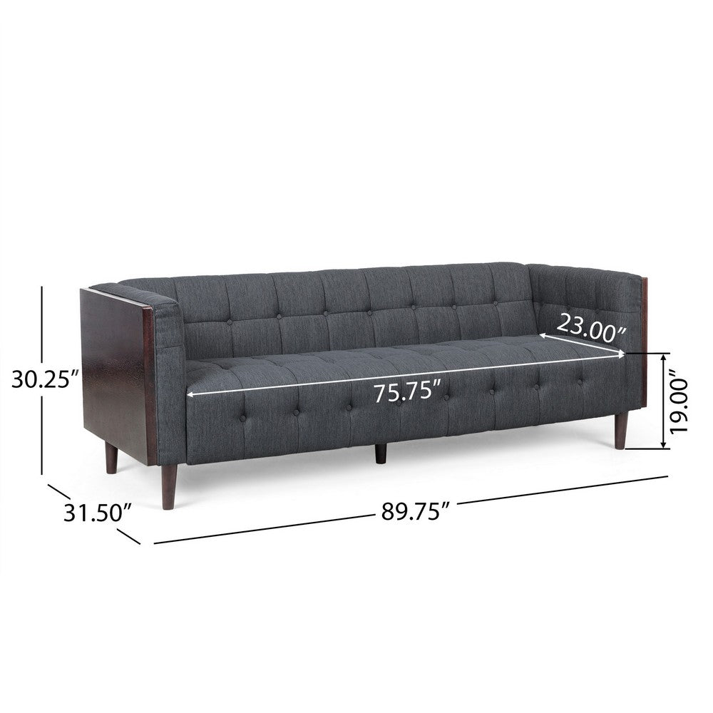 Yuro Sofa | 3 Seater | Chesterfield Button Tufted | 90" | Gray Fabric