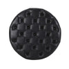 Kiam Ottoman | Shelf | Black Tufted Faux Leather | Brown Wood 32 Inch