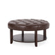 Kiam Ottoman | Shelf | Tufted Dark Brown Faux Leather | Wood 32 Inch