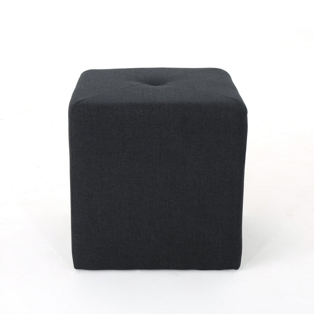 Liasa Footstool Ottoman | Charcoal Gray Fabric | Rubberwood | 17 Inch