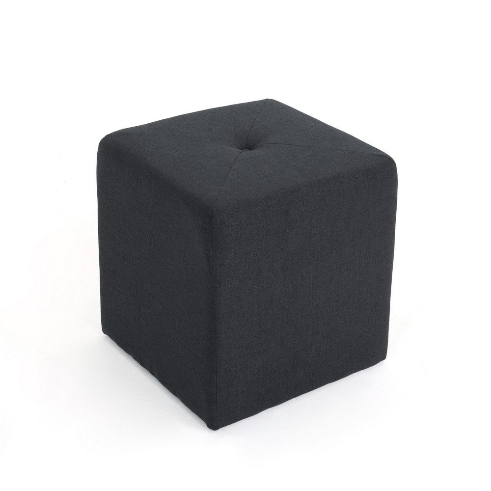 Liasa Footstool Ottoman | Charcoal Gray Fabric | Rubberwood | 17 Inch