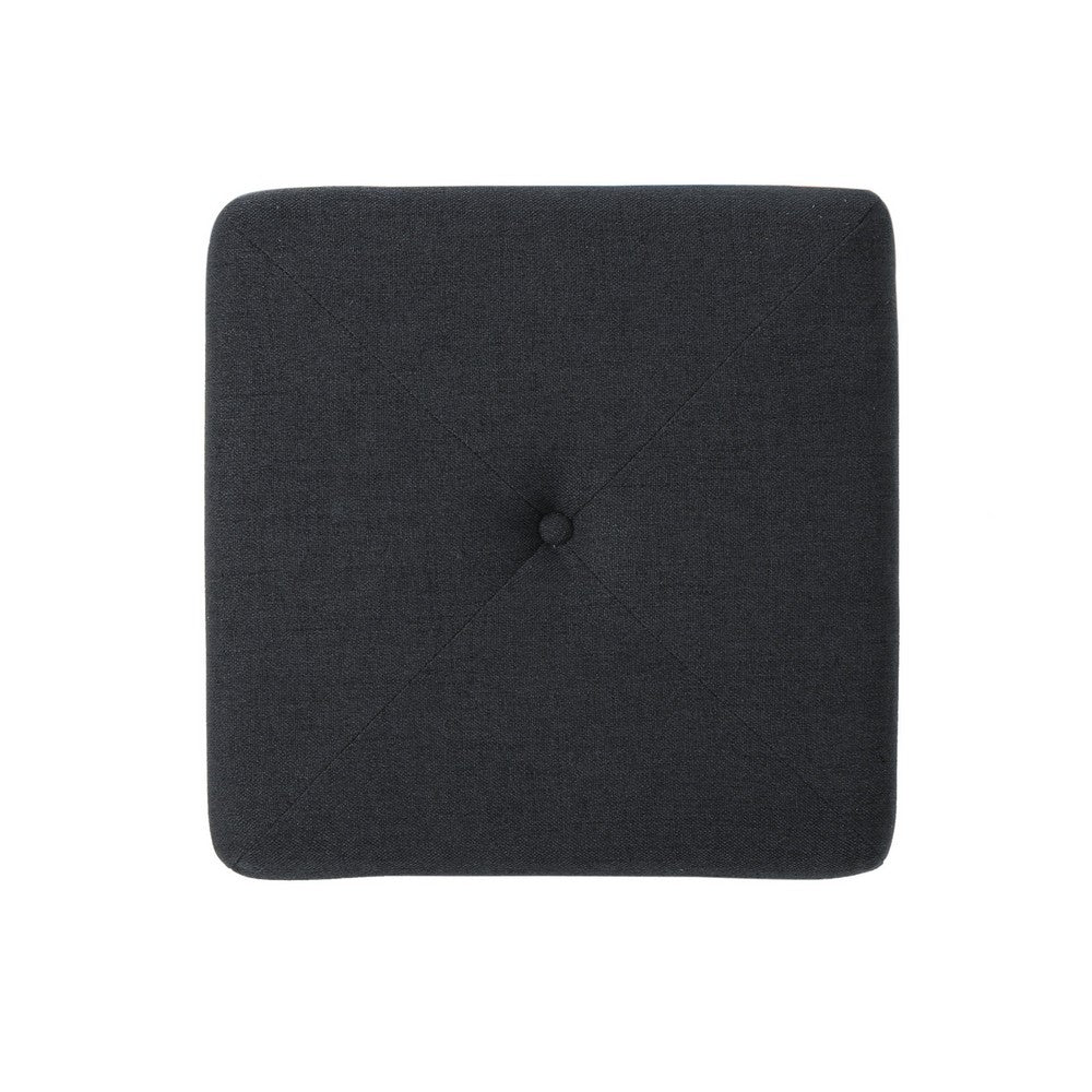 Liasa Footstool Ottoman | Charcoal Gray Fabric | Rubberwood | 17 Inch