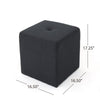 Liasa Footstool Ottoman | Charcoal Gray Fabric | Rubberwood | 17 Inch
