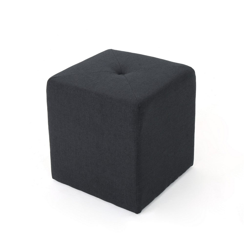 Liasa Footstool Ottoman | Charcoal Gray Fabric | Rubberwood | 17 Inch