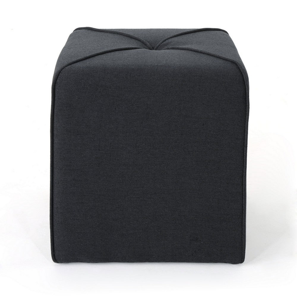 Liasa Footstool Ottoman | Charcoal Gray | Rubberwood Frame | 17 Inch