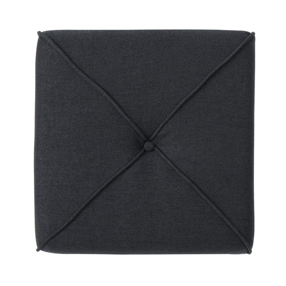 Liasa Footstool Ottoman | Charcoal Gray | Rubberwood Frame | 17 Inch
