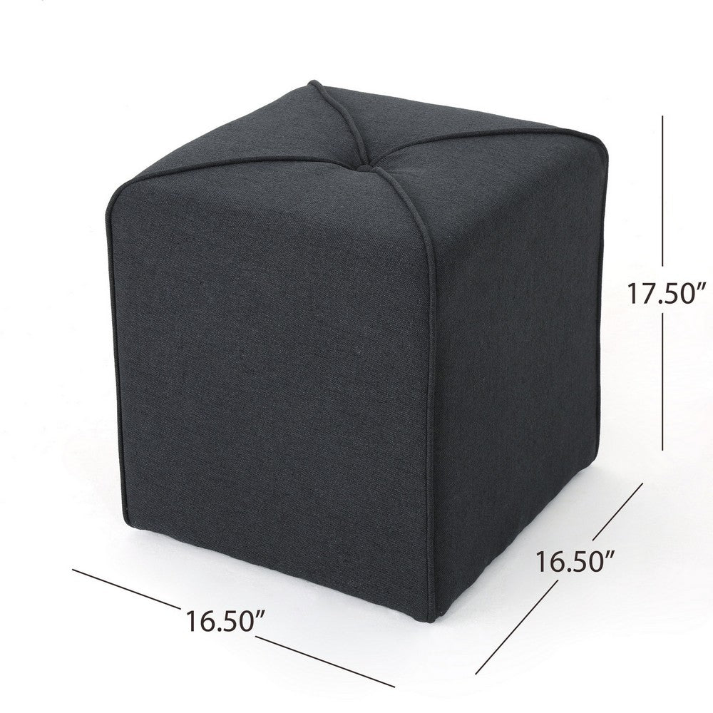 Liasa Footstool Ottoman | Charcoal Gray | Rubberwood Frame | 17 Inch