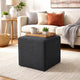 Liasa Footstool Ottoman, Charcoal Gray, Rubberwood Frame, 17 Inch
