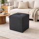Liasa Footstool Ottoman, Charcoal Gray, Rubberwood Frame, 17 Inch
