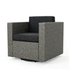 Perie Outdoor Swivel Chair | Black Fabric | Gray Wicker | 34 Inch
