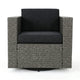 Perie Outdoor Swivel Chair | Black Fabric | Gray Wicker | 34 Inch