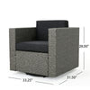 Perie Outdoor Swivel Chair | Black Fabric | Gray Wicker | 34 Inch