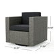 Perie Outdoor Swivel Chair | Black Fabric | Gray Wicker | 34 Inch