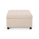 Cindy Storage Ottoman | Tufted Wheat Polyester | Brown Wood | 31 Inch