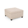 Cindy Storage Ottoman | Tufted Wheat Polyester | Brown Wood | 31 Inch