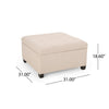 Cindy Storage Ottoman | Tufted Wheat Polyester | Brown Wood | 31 Inch