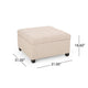 Cindy Storage Ottoman | Tufted Wheat Polyester | Brown Wood | 31 Inch