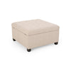 Cindy Storage Ottoman, Tufted Wheat Polyester, Brown Wood, 31 Inch