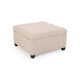 Cindy Storage Ottoman, Tufted Wheat Polyester, Brown Wood, 31 Inch