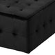 Ottoman Tufted Soft Black Velvet Iron Frame Square 31 Inch Top BM327083