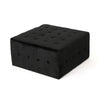 Ottoman, Tufted Soft Black Velvet, Iron Frame, Square 31 Inch Top